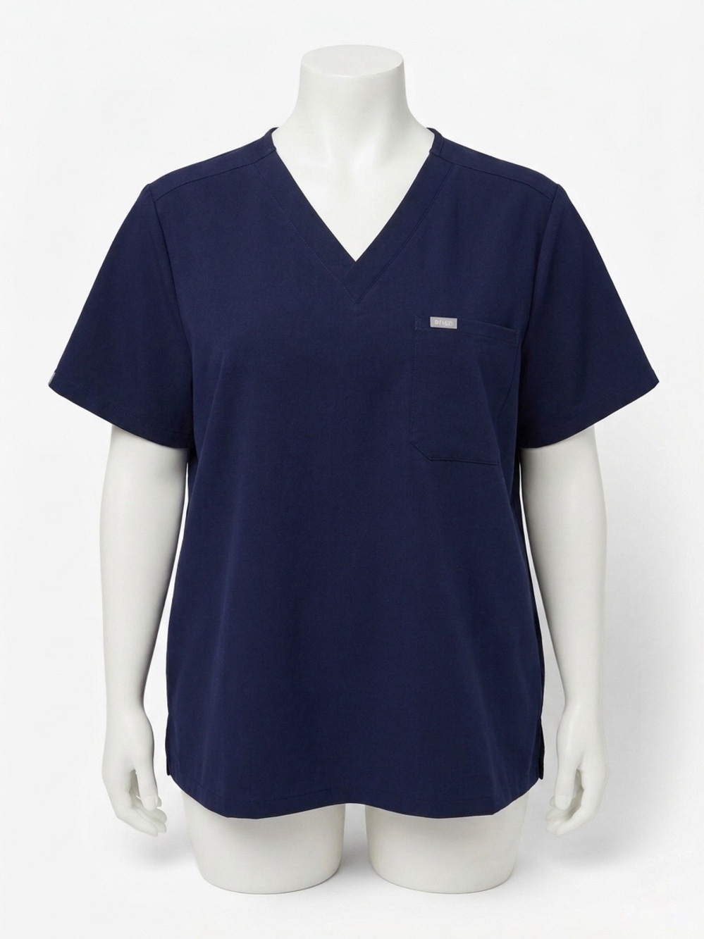 Figs Navy V-Neck Short Sleeve Scrub Women's Top with Chest Pocket XXL